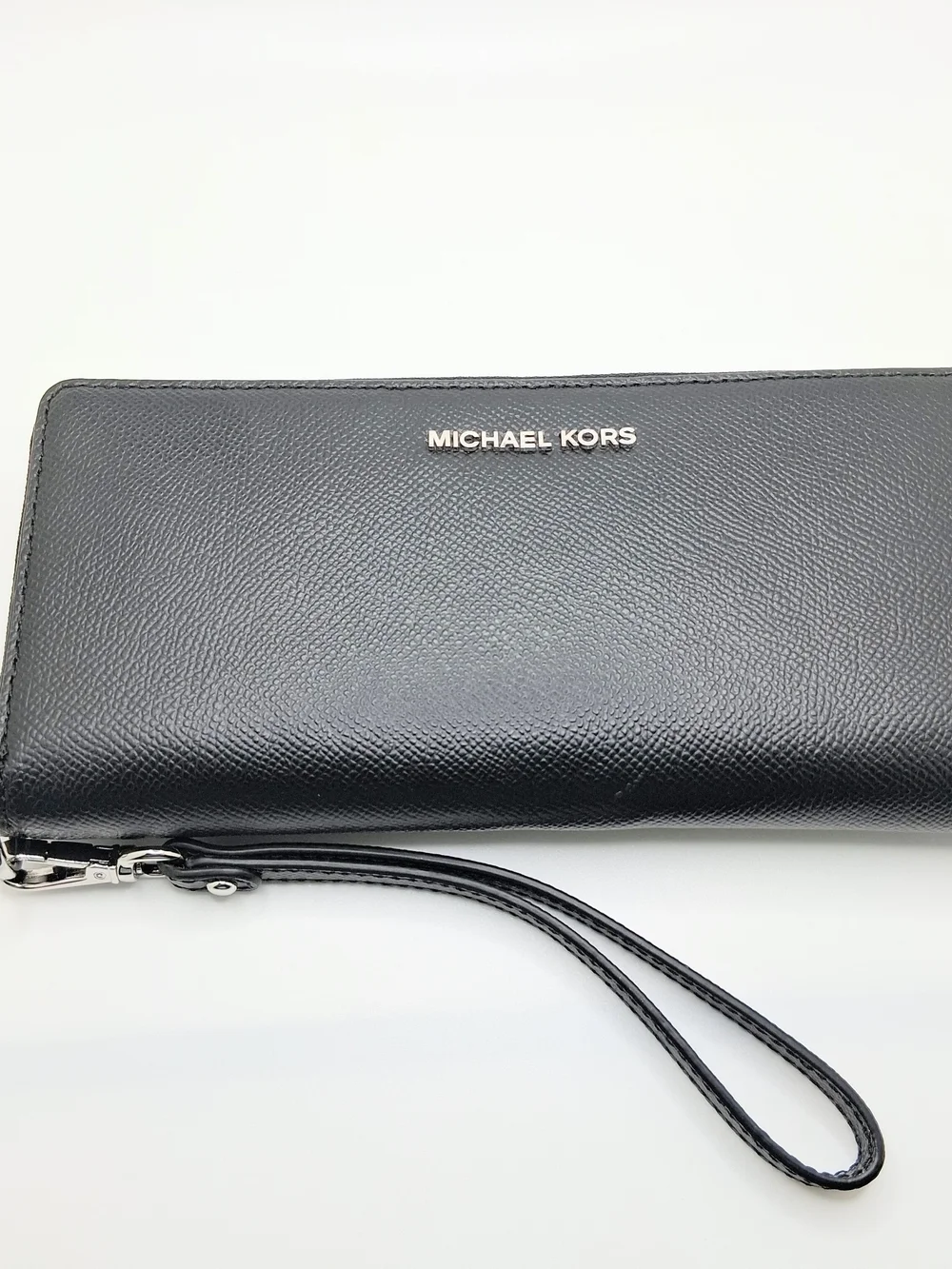 Michael Kors Black Pebbled Leather Jet Set Continental Wallet Wristlet NWOT